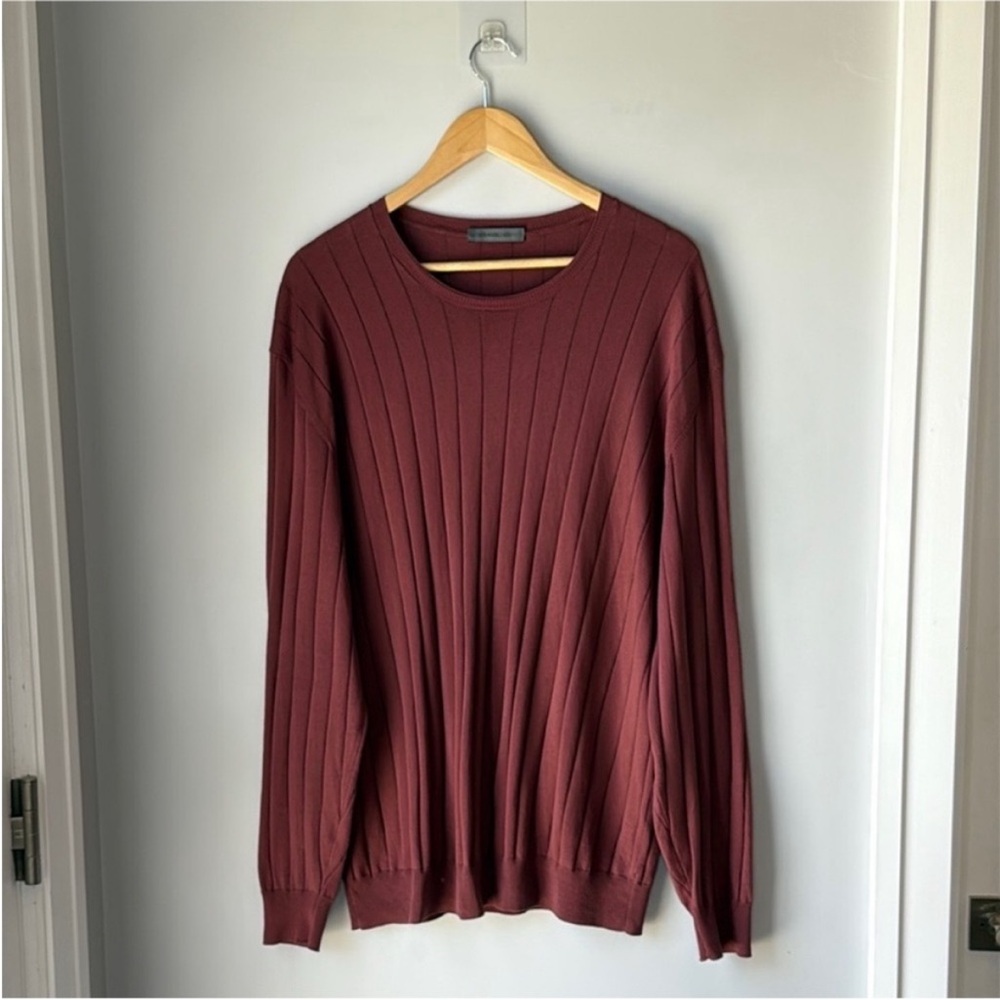 Corneliani Cotton Jumper Sweater Raised Rib Burgundy - Picture 4 of 10